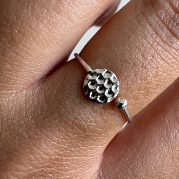 Jewelry - 925 Sterling Silver Adjustable Ring Featuring Ball and Circle
